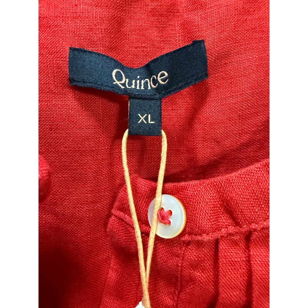 Quince NEW Swing Dress Chili Red 100% European Linen Pintuck summer resort XL - Picture 3 of 10
